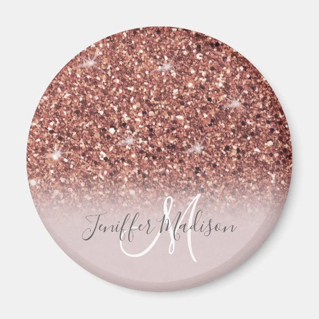 Rose gold glitter Personalised Name                Magnet (Front)