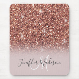 Rose gold glitter Personalised Name                Mouse Mat