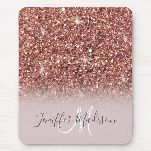 Rose gold glitter Personalised Name                Mouse Mat (Front)