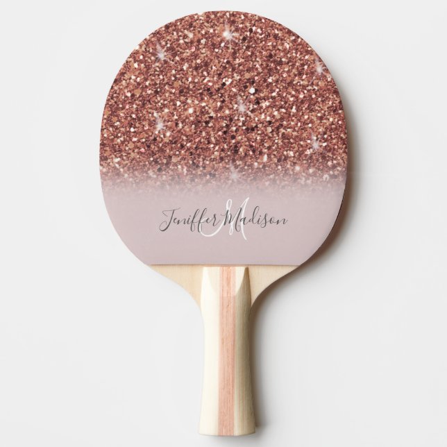 Rose gold glitter Personalised Name                Ping Pong Paddle (Front)