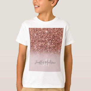 Rose gold glitter Personalised Name T-Shirt