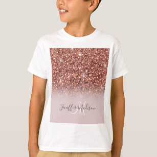 Rose gold glitter Personalised Name                T-Shirt