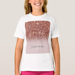 Rose gold glitter Personalised Name                T-Shirt