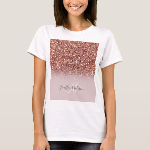 Rose gold glitter Personalised Name T-Shirt