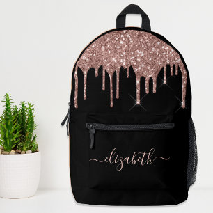 Rose Gold Glitter Personalised Printed Backpack
