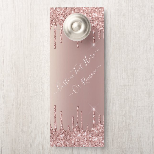 Rose Gold Glitter Personalised Text Door Hanger (On Knob)