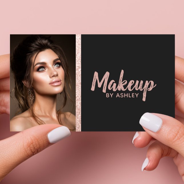 Rose Gold Glitter Photo Business Card (Creator Uploaded)