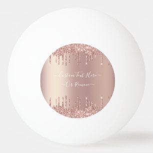 Rose Gold Glitter Ping Pong Ball with Custom Text