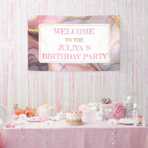 Rose Gold glitter pink birthday welcome Banner