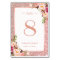 Rose Gold Glitter Pink Floral Wedding Table Number