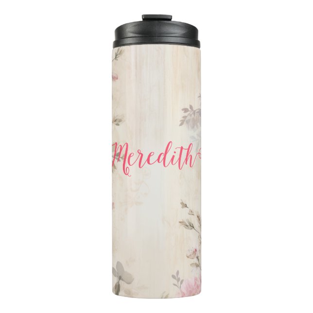rose gold glitter,pink foil,christmas wrapping pap thermal tumbler (Front)
