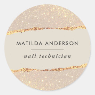 Rose gold glitter pink girly elegant modern classic round sticker