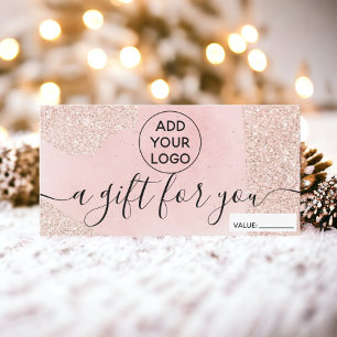 Rose gold glitter pink logo gift certificate