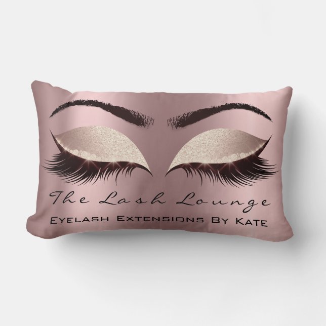 Rose Gold Glitter Pink Makeup Lashes Blush Spark Lumbar Cushion (Front)