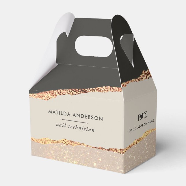 Rose gold glitter pink modern elegant budget favour box (Front Side)