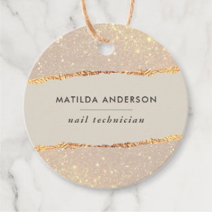 Rose gold glitter pink modern elegant budget favour tags