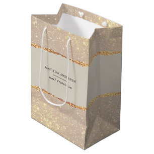 Rose gold glitter pink modern elegant budget medium gift bag