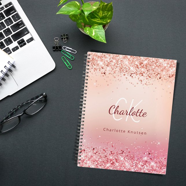 Rose gold glitter pink monogram 2024 planner (Creator Uploaded)