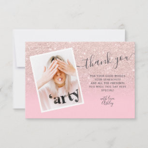 Rose gold glitter pink photo thank you Sweet 16