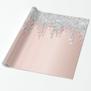 Rose gold glitter pink silver sparkle birthday wrapping paper