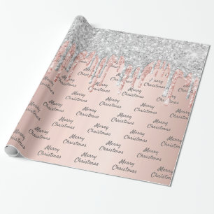 Rose gold glitter pink silver sparkle Christmas Wrapping Paper