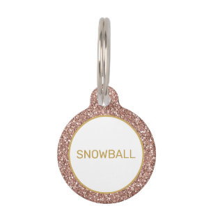 Rose Gold Glitter Pink Simple Minimal Custom Pet Tag
