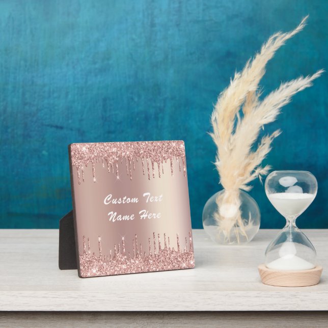 Rose Gold Glitter Plaque Custom Text Your Name (Insitu)