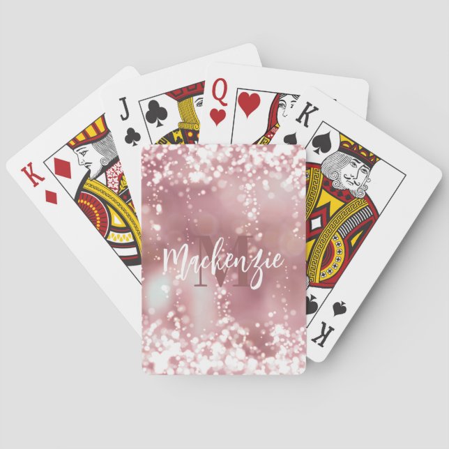 Rose Gold Glitter Playing Cards (Back)