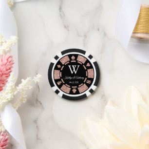 Rose Gold Glitter Poker Chip Casino Wedding