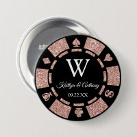 Rose Gold Glitter Poker Chip Casino Wedding Favour
