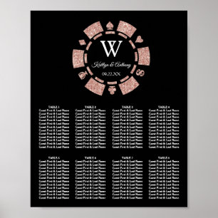 Rose Gold Glitter Poker Chip Casino Wedding Poster