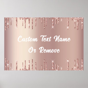 Rose Gold Glitter Poster with Custom Text