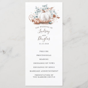Rose Gold Glitter Pumpkins Fall Wedding Programs Programme