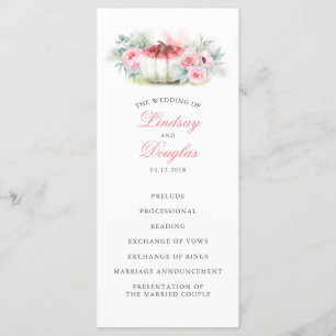 Rose Gold Glitter Pumpkins Fall Wedding Programs Programme