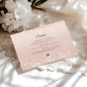 Rose Gold Glitter Quinceañera Enclosure Card