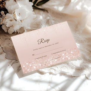 Rose Gold Glitter Quinceañera RSVP Card