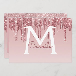 Rose Gold Glitter Quinceanera Save the Date Invitation