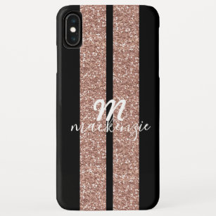 Rose Gold Glitter Racing Stripes Monogrammed Case-Mate iPhone Case