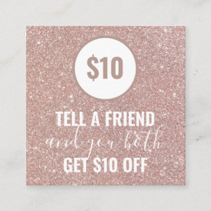 Rose Gold Glitter Refer a Friend Loyalty Referral Card