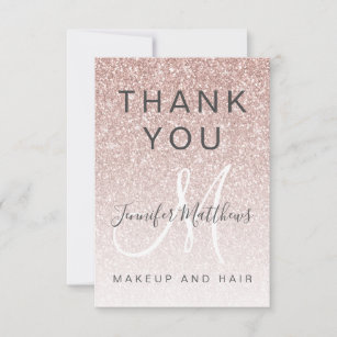 Rose Gold Glitter Reopening Salon COVID Safety Thank You Card