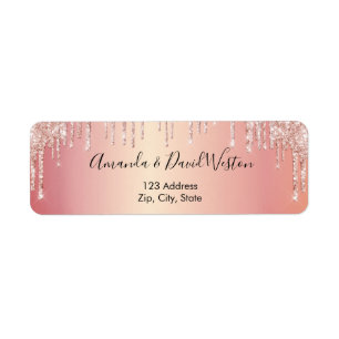 Rose gold glitter return address