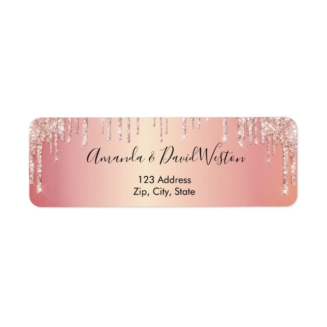 Rose gold glitter return address (Front)