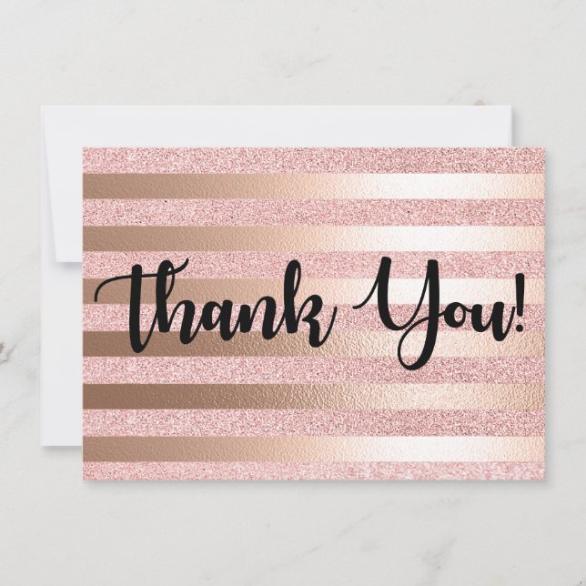 Rose Gold Glitter&Rose Gold Foil Thank You Card (Front)
