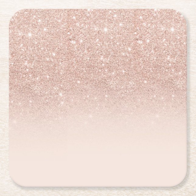 Rose Gold glitter Roses faded matching iPhone colo Square Paper Coaster (Front)