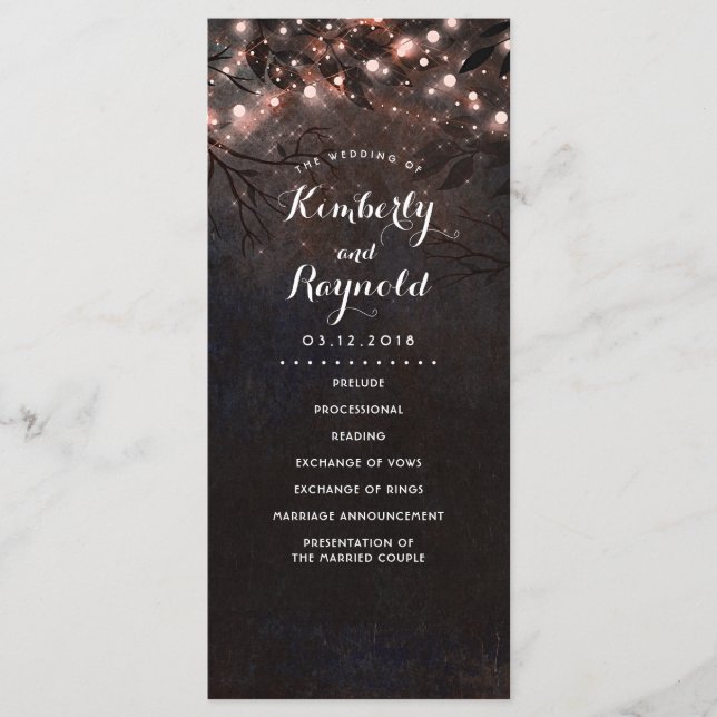 Rose Gold Glitter Rustic Nature Wedding Programs Programme (Front)