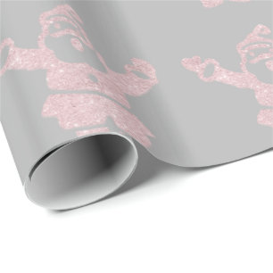 Rose Gold Glitter Santa Claus Christmas Pattern Wrapping Paper