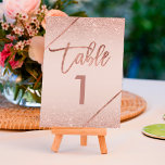 Rose gold glitter script blush pink table number<br><div class="desc">rose Gold typography on customisable blush pink rose gold glitter ombre and faux rose gold geometric stripes chic table number wedding ,  perfect for elegant,  beach wedding, </div>