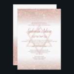 Rose gold glitter script girly white Bat Mitzvah Invitation<br><div class="desc">Rose gold typography  and rose gold glitter ombre blush pink Bat Mitzvah party  invitation on editable white. Add your Hebrew name or delete</div>