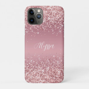 Rose Gold Glitter Script Monogram iPhone 11 Pro Case