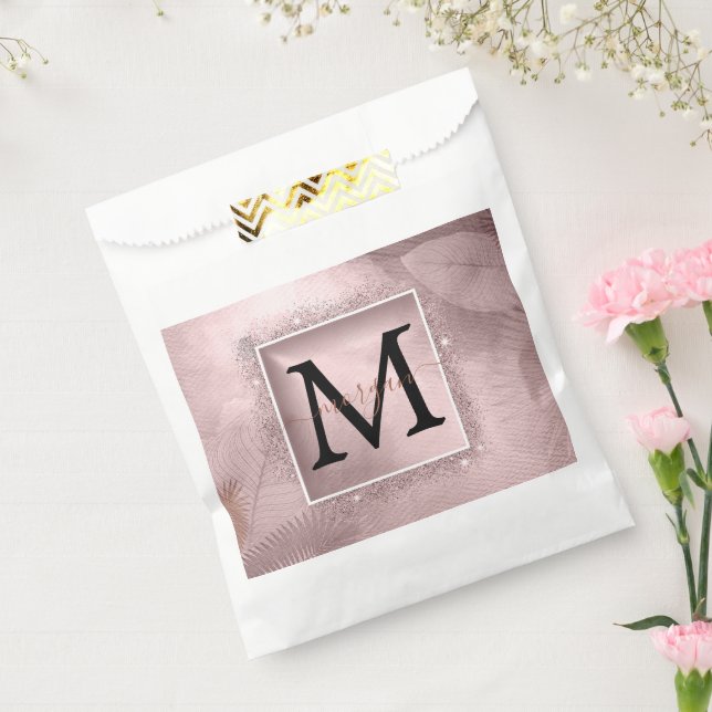 Rose Gold Glitter Script Monogram Favour Bags (Sealed)